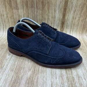 Allen Edmonds Player's Shoe Men's Size 9 D Navy Suede Wingtip Oxford Dress Shoes